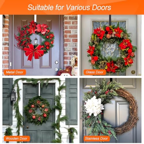 4 Pcs Wreath Hangers for Front Door Metal Garland Hooks
