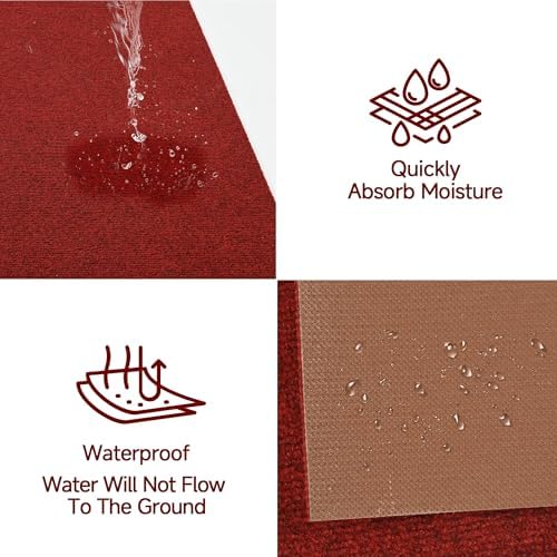 Red Runner Rug 3x5ft Waterproof Non-Slip Doormat