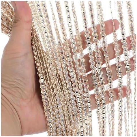 Shiny Tassel String Curtains for Doorways Blue 100x200cm