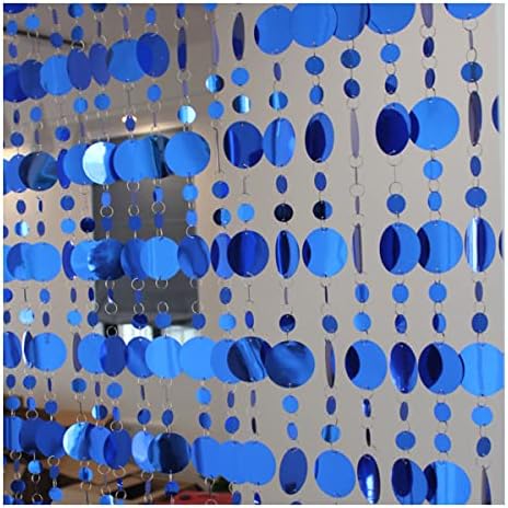 QueenBox 5Pcs Round Sequin Beaded Curtain Blue