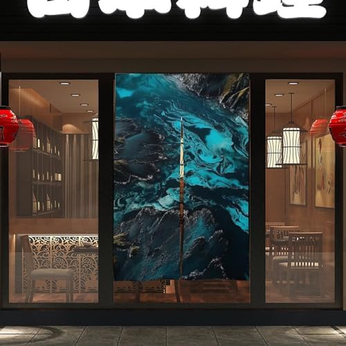 Japanese Noren Mountains and Streams Door Curtain 34x57 Inch