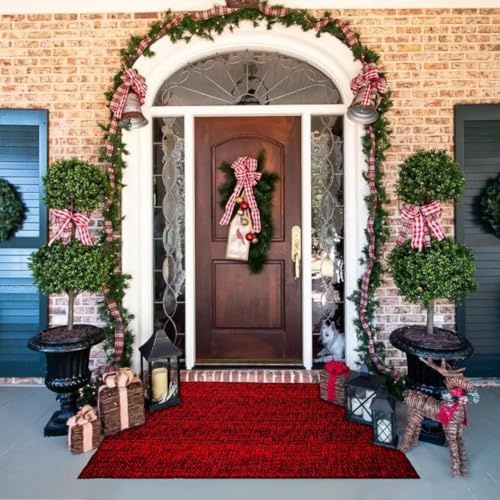 Christmas Outdoor Rug Doormat 2 x 43 BlackRed