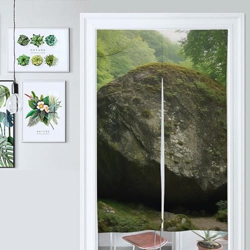 Big Rock Printed Door Curtain for Kitchen and Entryway