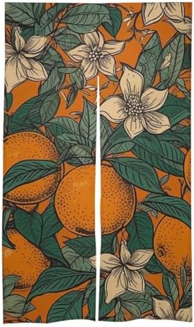 Japanese Noren Orange Pattern Door Curtain 34x57 Inch