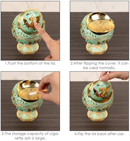 Dragon Ashtray with Lid - Zinc Alloy Windproof Decor