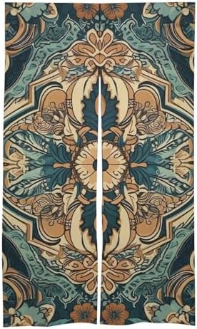 Japanese Noren Blue and Brown Door Curtain 34x57 Inch
