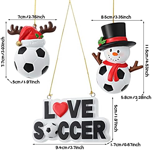 Maitys 3 Piece Christmas Soccer Ornament Set