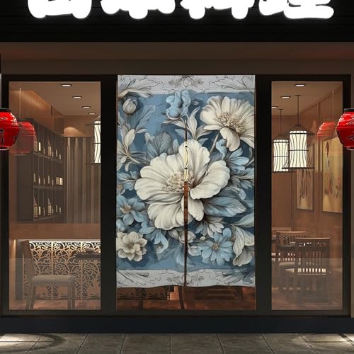Japanese Noren Blooming Flower Door Curtain