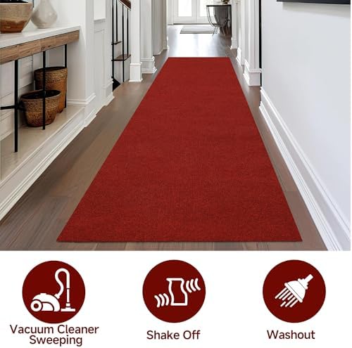 Red Runner Rug 3x5ft Waterproof Non-Slip Doormat
