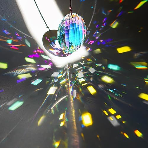 Colorful Oval Drop Crystal Chandelier Feng Shui Suncatcher