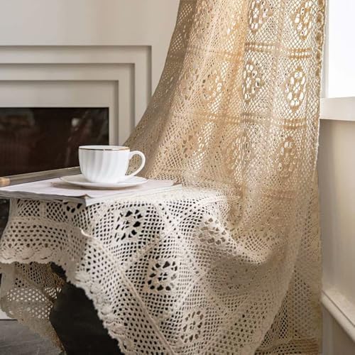 Boho Cotton Crochet Curtain Panel for Living Room