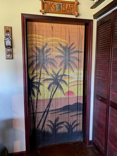 Beaded Curtain 125 String Tropical Palm Trees 36x79