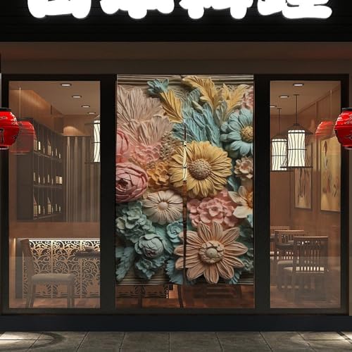 Japanese Noren Embroidery Bouquet Door Curtain 34x57