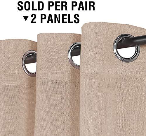 Linen Sheer Curtains 84 Inch Long Grommet Panels for Living Room