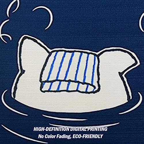 LIGICKY Noren Door Curtain with Two Cats Bathing Pattern Navy Blue