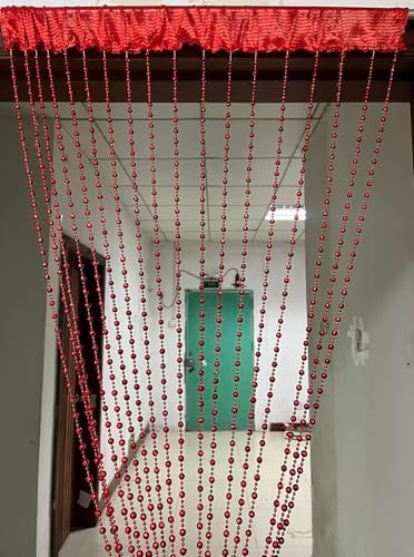 ZiDeTang Sparkling Plastic Diamond Beaded Door Curtain Panel Red