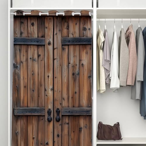 Rustic Wood Barn Door Curtain for Room Decor