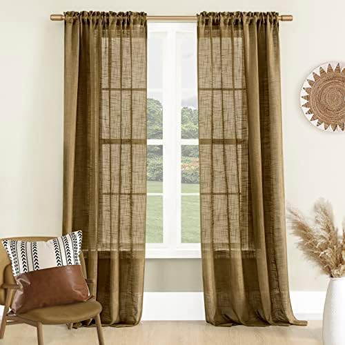 SHINELAND Light Brown Curtains 2 Panels
