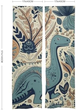 Japanese Noren Dinosaur and Plant Door Curtain 34x57 Inches