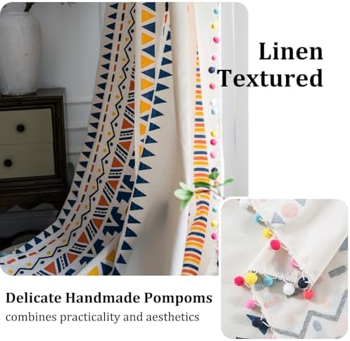VOGOL Modern Boho Curtains 28x84 1 Pack