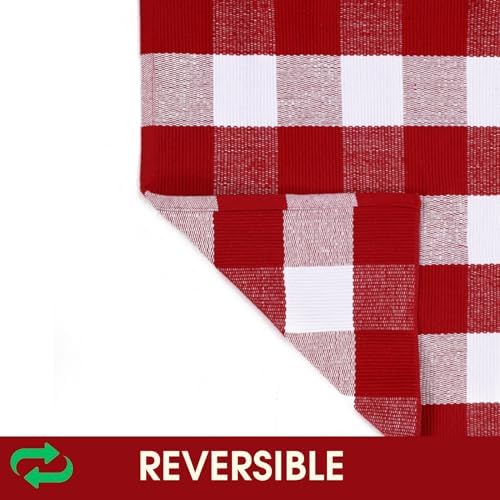 Christmas Red and White Plaid Rug 28x43 Inches Door Mat