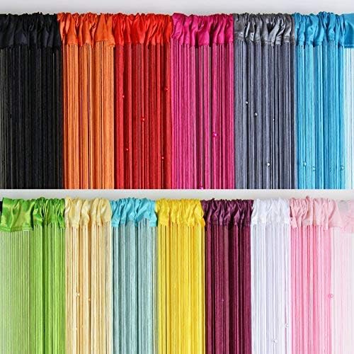 Beaded Curtain with Telescopic Rod Pink 100x200cm