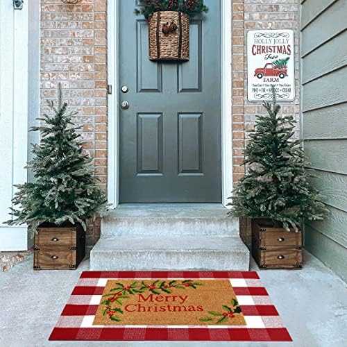 Christmas Red and White Plaid Rug 28x43 Inches Door Mat