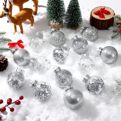 Garvee 30 Pcs Shatterproof Silver Christmas Balls