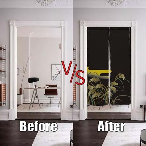 Black Ripe Grain Door Curtain with Privacy Divider Panel
