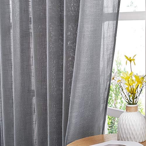 NICETOWN Linen Textured Curtain with Grommet Top