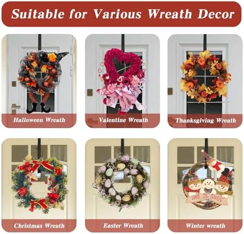 Adjustable Wreath Door Hanger Black Metal 15-25 Inch