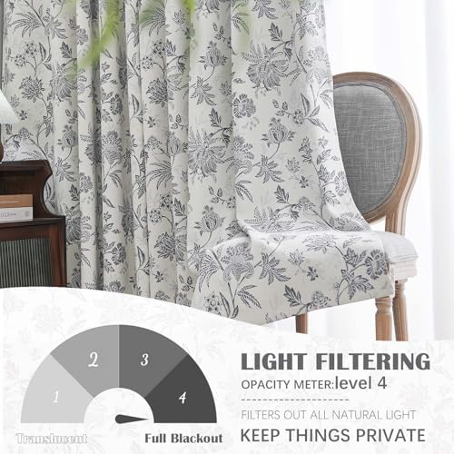 Vangao Floral Blackout Curtains 84 Inch 2 Panels