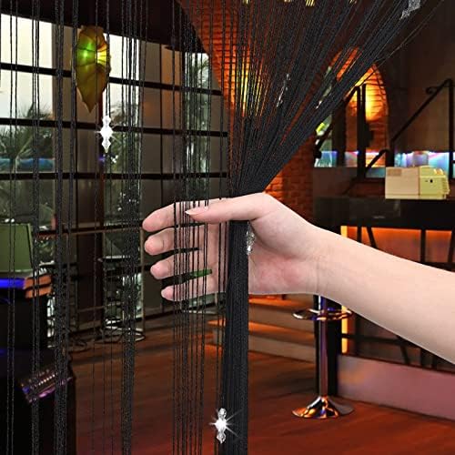 Greenwish Black Beads Curtain with Tassels