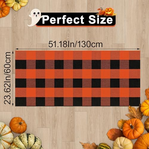Orange and Black Checkered Outdoor Rug 2x43ft