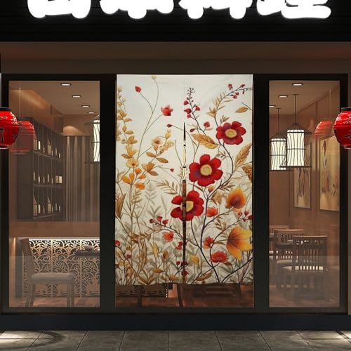Japanese Noren Flowers Door Curtain 34x57 Inches