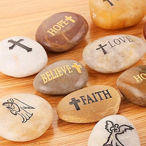 ROCKIMPACT 12PCS Engraved Hope Love Faith Stones for Prayer and Inspiration
