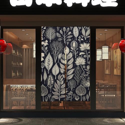 Japanese Noren Plants Print Door Curtain 34x57 Inch 1
