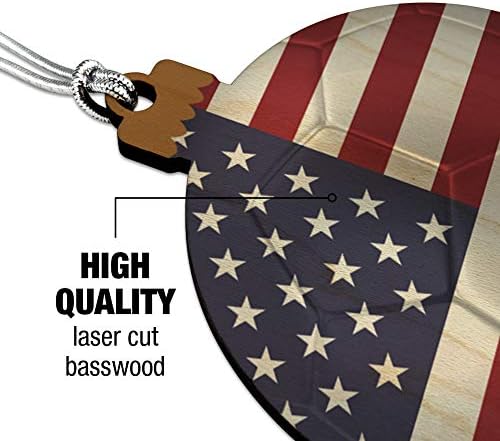 USA Flag Soccer Ball Wood Christmas Ornament