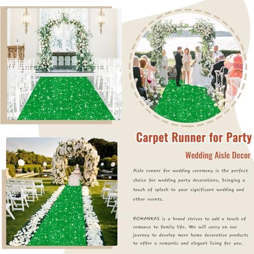 Glitter Green Carpet Runner 2ft x 15ft for Wedding and Events