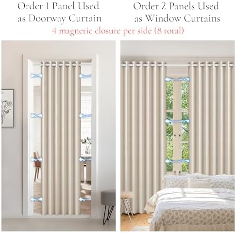 Pleated Folding Door Curtains 60x80 Blackout Panels