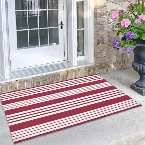 USTIDE Red and White Striped Area Rug 236 x 51 Inches