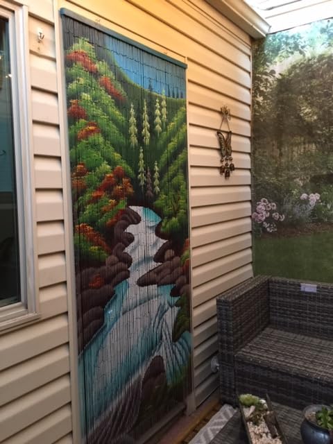 ABeadedCurtain 125 Strand Bamboo Beaded Curtain with Hanging Hardware