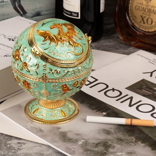 Dragon Ashtray with Lid - Zinc Alloy Windproof Decor