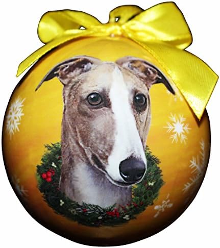 Greyhound Fawn Christmas Ornament Shatter Proof Ball Personalizable for Greyhound Lovers