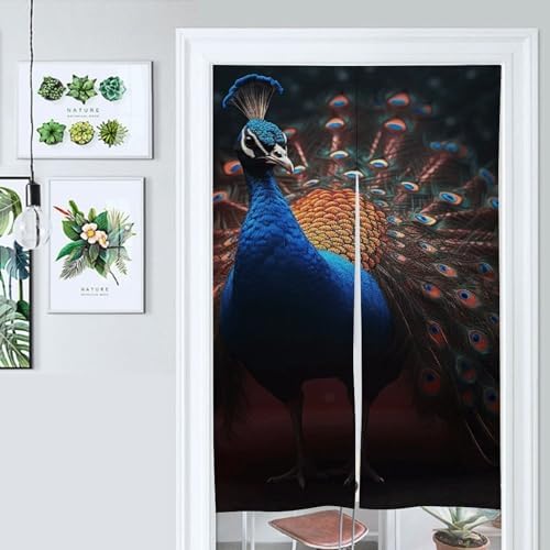 Japanese Noren Animal Feathers Door Curtain 34x57 Inches