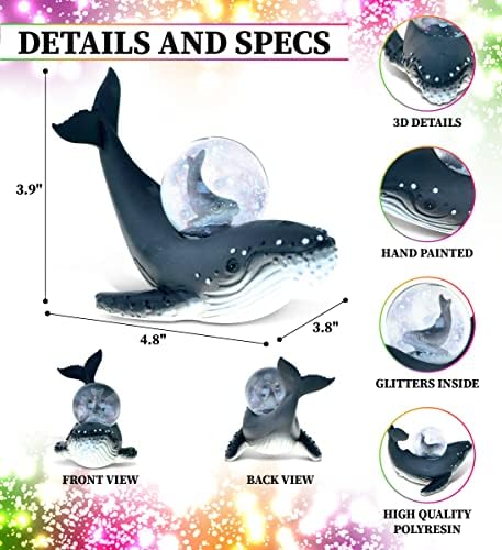 COTA Global Humpback Whale Snow Globe - 45mm Ocean Animal Decor