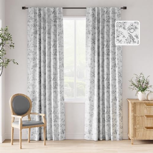 Jinchan Blackout Floral Curtains 84 Inches Long 2 Panels