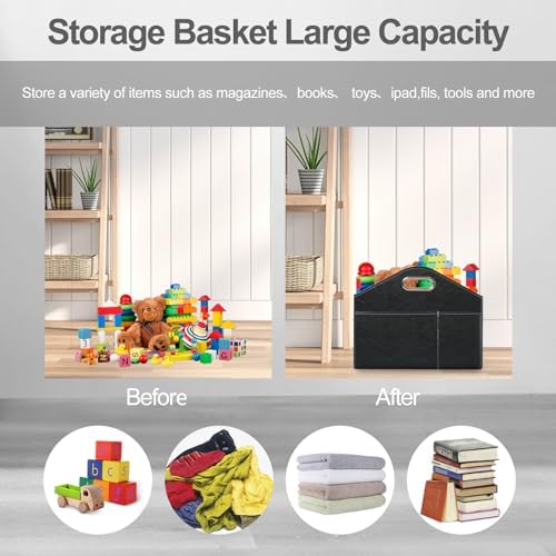 PreTidy Foldable PU Leather Magazine Holder Organizer