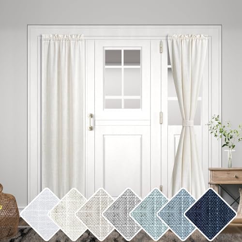 KOUFALL French Door Curtain Linen Blend 25x72 Panel Off WhiteCream Beige