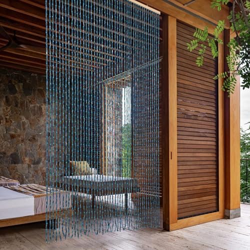 BECHAEO Handmade Blue Door Curtain 355x75 Inches